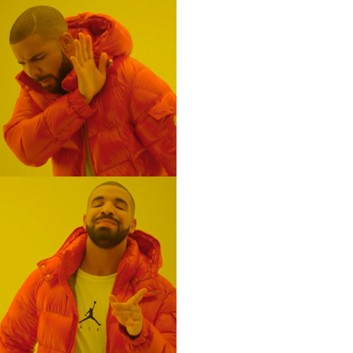 Drake Hotline Bling meme about Marine Layer