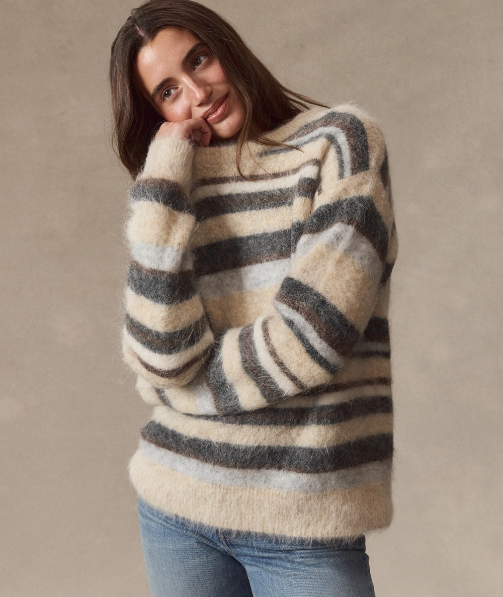 Suri Alpaca Crewneck Sweater in a neutral heather