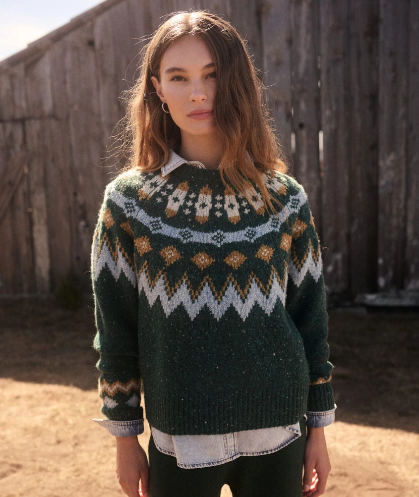 Donegal Fair Isle Sweater in Emerald